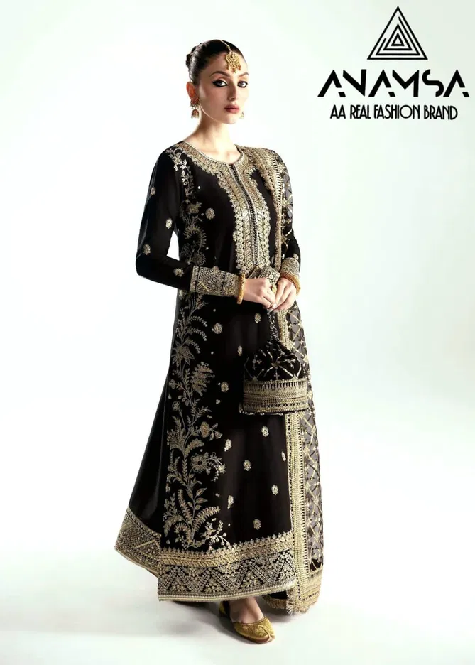 Anamsa 406 Embroidery Wedding Wear Pakistani Suits Wholesalers In Delhi
